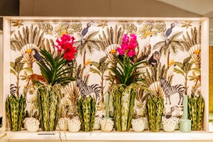 Jungle pattern in the spa reception area