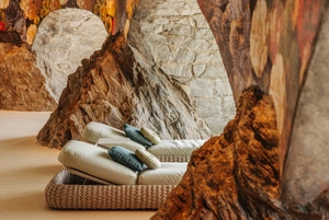 The luxury spa is built into the natural rock