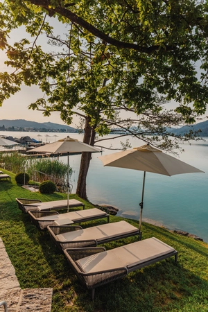 Private beach on the shores of the Wörthersee